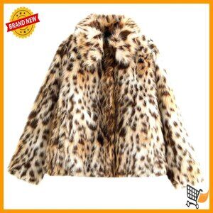 Faux Fur Crop Jacket Oversized Y2K Chic Cozy Winter Sherpa Coat with Pockets